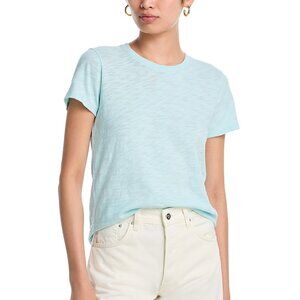 98$ ATM Anthony Thomas Slub Jersey Schoolboy Crew Neck T-Shirt Size S Ocean Blue